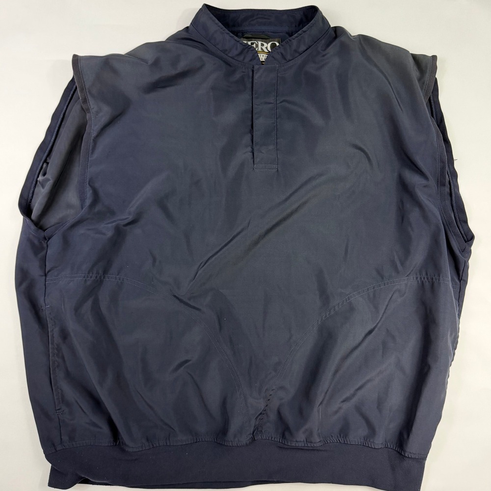 Vintage Zero Restriction Mens XXL Vest Navy Blue Made in USA Golf Windshirt